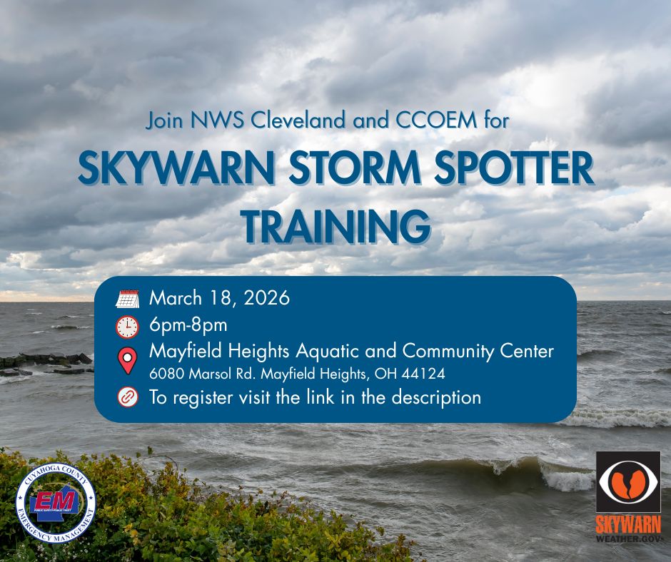 CuyahogaOEM's tweet photo. Interested in becoming one of the many volunteers to spot and report severe weather? Sign up to attend SKYWARN training hosted by @NWSCle and CCOEM at this link: https://t.co/L5Mz4T9NIH https://t.co/q7iKuSocky