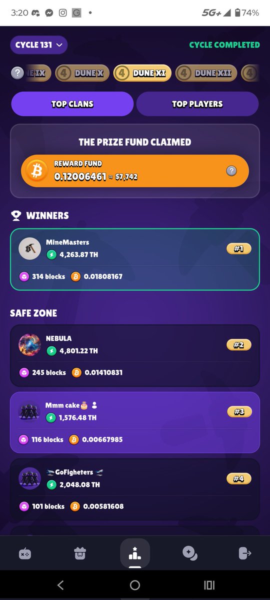I just want to congratulate everyone from the last round that is in my clan.
We were able to pull .00667985 #BTC for last week's war on #Gomining.
I hope this week is as Grand if not more.
And if anybody sees this and it's interested in trying here's the link to the clan. 
You