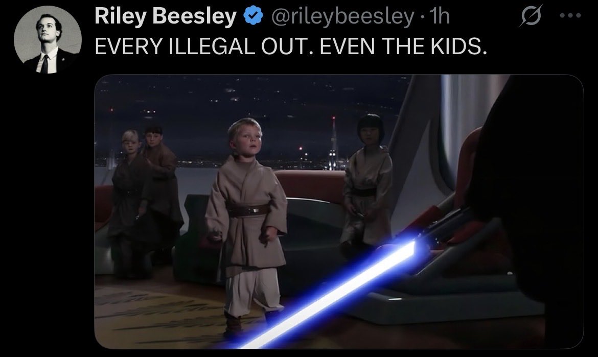 He deleted the tweet. I guess he got the boss call that informed him openly bragging that the politics of the Republican Party can be compared to a Sith Lord slaughtering children wasn’t a good look for the Republican Party.

Unfortunately for him, the internet is forever!