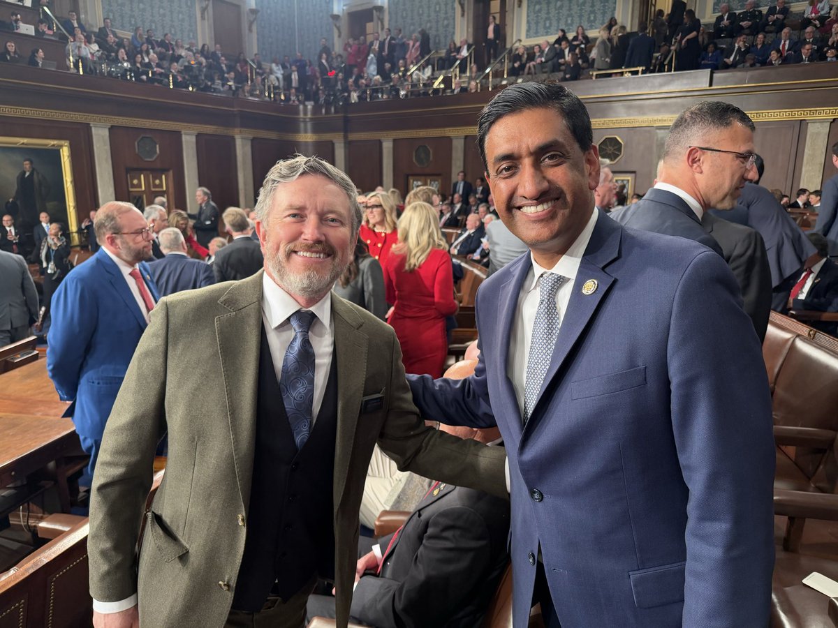 It is still possible to cross the aisle in America. Together with <a href="/RepThomasMassie/">Thomas Massie</a> at the State of the Union for justice for Epstein survivors and no war in Iran.