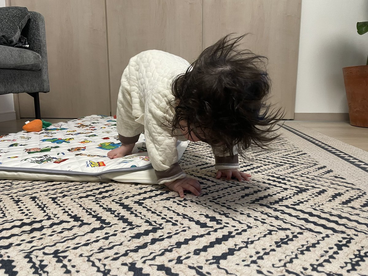 何するにも一生懸命でかわいい スーパーサイヤ人みたいに髪が逆立ってる