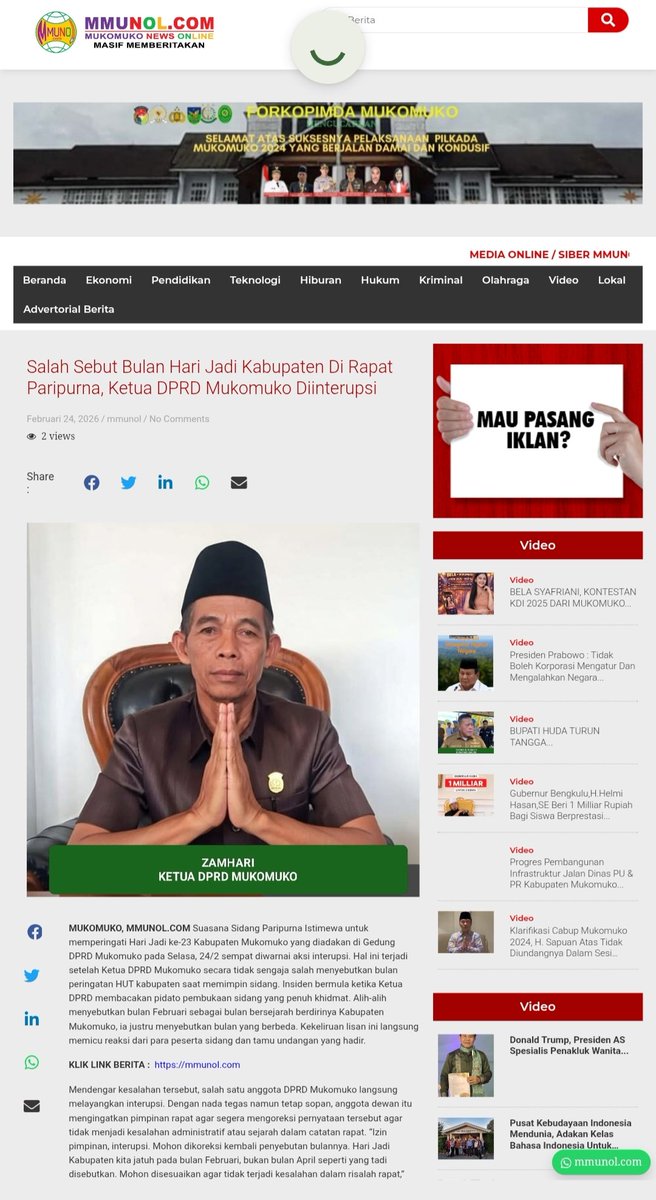 mmunolcom's tweet photo. Insiden salah sebut Bulan Hari Jadi Kabupaten Mukomuko
#sorotan
#TrendingNow 
#viral2026 
#pengikut 
#Trending 
@mmunolcom 
@wikidpr 
@DPR_RI 
@inaparlemen1 https://t.co/tTvvsrxTgh