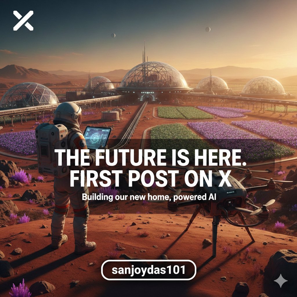 Sanjoydas101's tweet image. 🌟 Breaking Ground. 🌟
My journey on X officially begins.
Excited to share insights, creativity &amp;amp; a glimpse into tomorrow.
​Let's innovate, inspire &amp;amp; connect!

​💡 #Innovation #CreativeJourney #XCommunity #TechArt