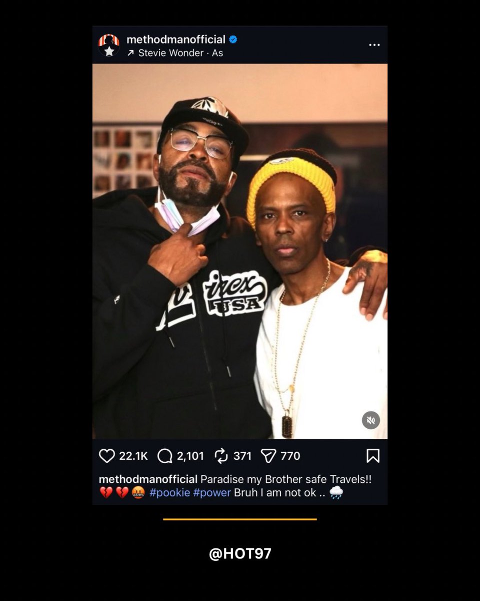 “Paradise my brother safe travels!! 💔💔🤬 #pookie #power Bruh I am not ok.. 🌧️ “ • Method Man on Oliver “Power” Grant’s passing 🙏🕊️