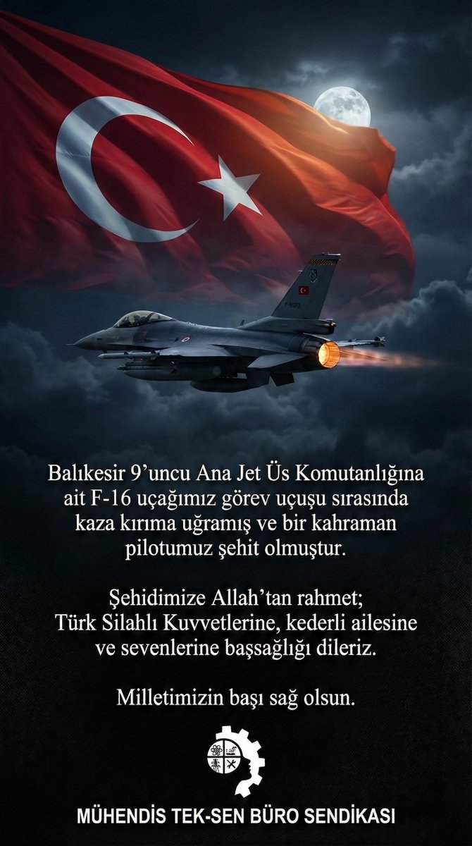 Şehidimize Allah'tan rahmet,kederli ailesine ve milletimize başsağlığı dileriz.Vatan size minnettardır. 🇹🇷
#ŞehidimizVar 
#Başsağlığı 
#Balıkesir 
<a href="/MuhTekSen_Konf/">Mühendis Tek-Sen Konfederasyonu</a> <a href="/MuhTekTrmOrmn/">Mühendis Tek-Sen Tarım-Orman</a> <a href="/MuhTekBayindir/">Mühendis Tek-Sen Bayındırlık</a> <a href="/MuhTekYerelYntm/">Mühendis Tek-Sen Yerel Sendikası</a> <a href="/muhteksenkultur/">Mühendis Tek-Sen Kültür Turizm</a> <a href="/MuhTekSenSagSos/">Mühendis Tek-Sen Sağlık ve Sosyal</a> <a href="/MuhTekSenUlasim/">MÜHENDİS TEK-SEN ULAŞIM</a> <a href="/KaMuhEnerjiSen/">Kamu Mühendisleri ENERJİ Sendikası</a>