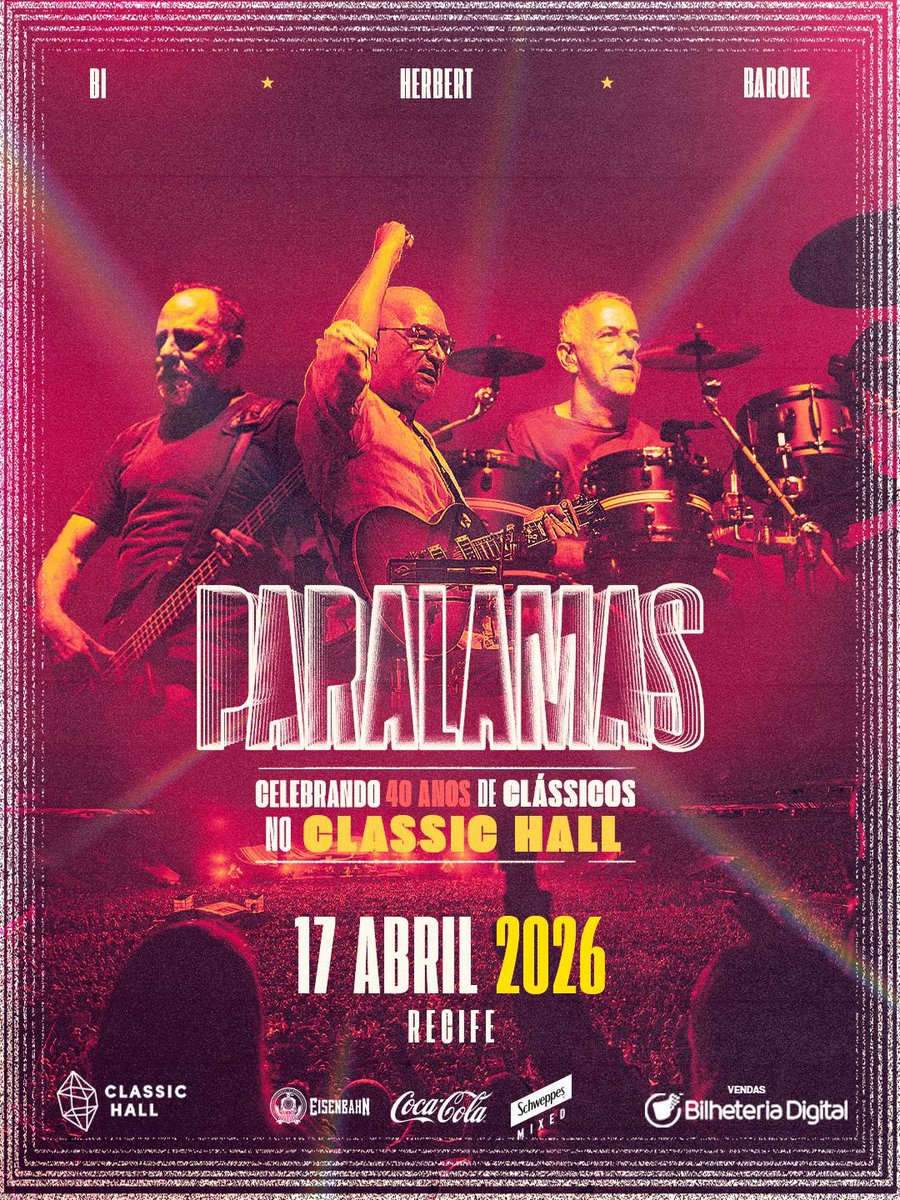 os_paralamas's tweet photo. Os Paralamas do Sucesso chegam a Recife para celebrar 40 Anos de Clássicos.

🗓️ Sexta-feira 17 de abril 
📍 Classic Hall

Ingressos à venda em: https://t.co/EHPmeOEisM https://t.co/yKRJ4T1m9O