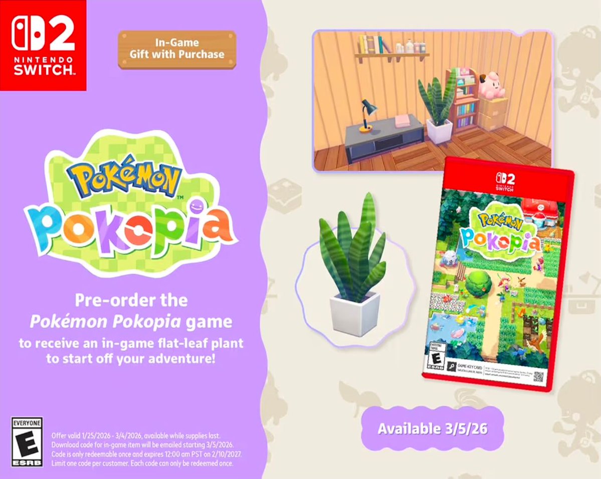 Amazon - Pokémon Pokopia - Nintendo Switch 2. Pre-order releases March 5. 

$69.99 - amzn.to/473xoOz Ad

Get an in-game Ditto Rug as an early purchase bonus
#Pokopia #Pokemon #Switch2