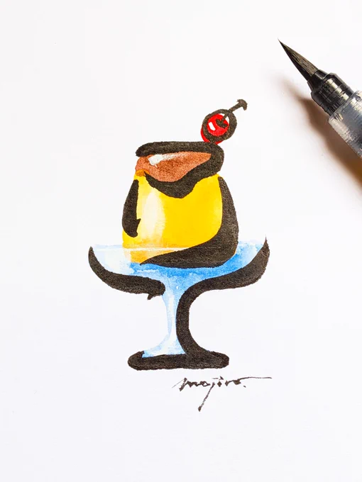 「プリン」の文字で プリンを描きました #プリンの日 #プリン