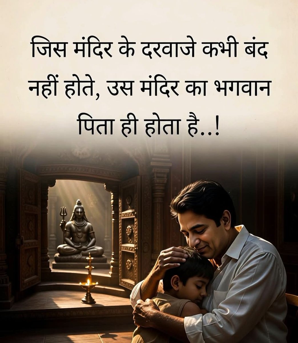 जिस मंदिर के दरवाजे कभी बंद नहीं होते, 
उस मंदिर के भगवान पिता ही होते है..!