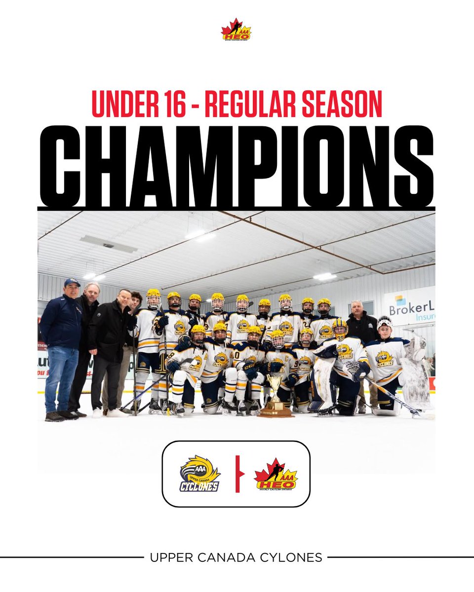 heoaaaleague's tweet photo. Champions crowned. 🏆

Congratulations to the 2025–26 HEO AAA League Champions:

🏆 U12 – Ottawa Junior 67s
🏆 U13 – Ottawa Myers
🏆 U14 – Ottawa Valley Titans
🏆 U15 – Ottawa Junior 67s
🏆 U16 – Upper Canada Cyclones
🏆 U18 – Ottawa Myers https://t.co/AuJjrh3W8r