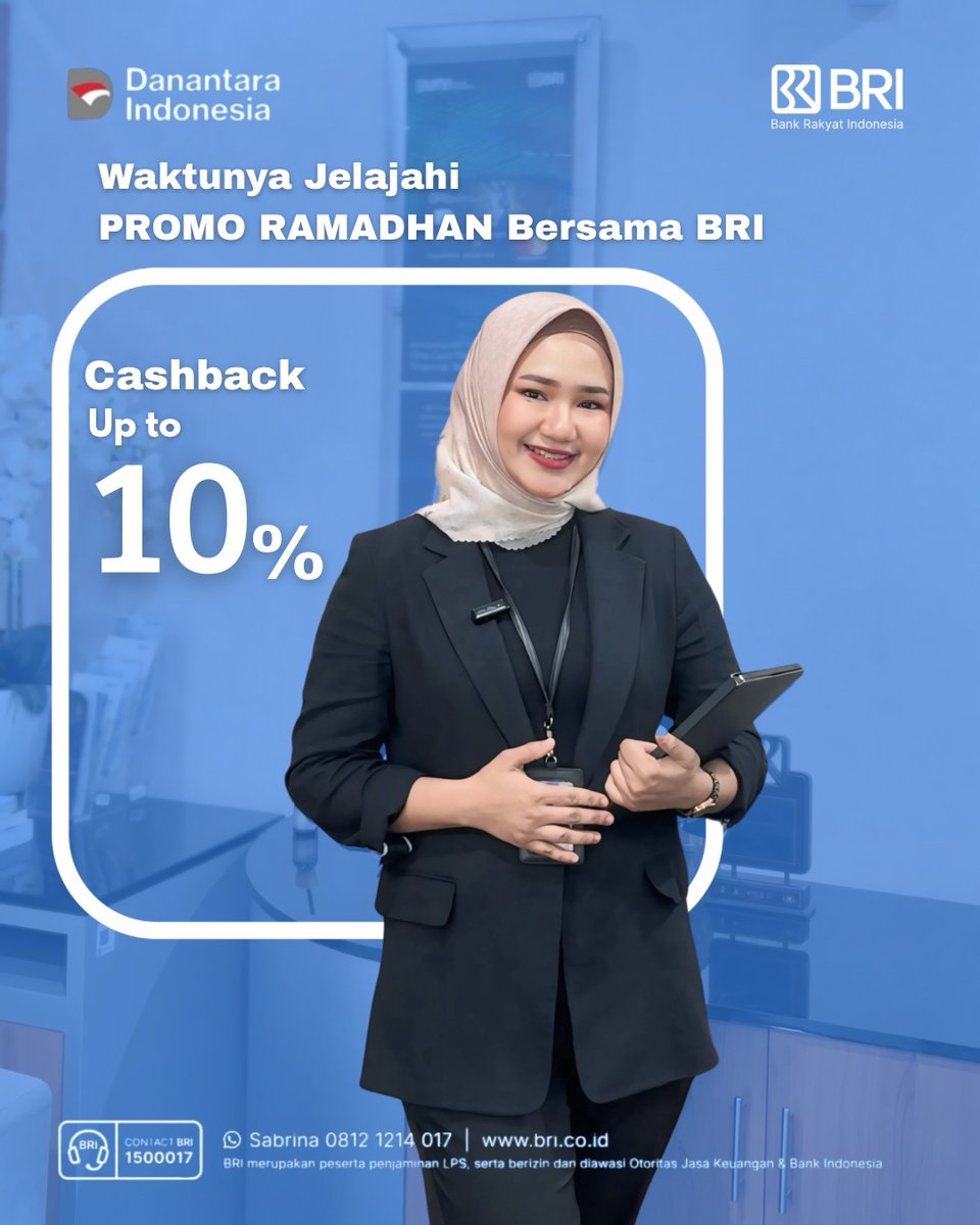chyndifrn's tweet photo. HALLO SOBAT BRI,,, 
Sekarang waktunya untuk jelajahi PROMO RAMADHAN bersama BRI . 
Nikmati promonya hingga 10% ✨✨✨ https://t.co/QJeycv7k6H