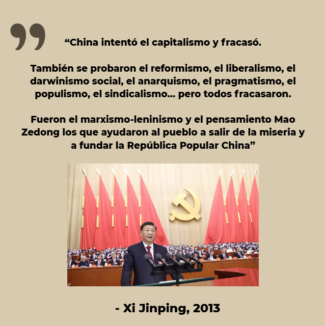 Cuando China era pobre, los progres renegaban de ella por capitalista y los liberales por socialista.

Ahora que triunfa, los progres dicen que es socialista y los liberales que es capitalista.

¿Lo que no ha cambiado? China siempre se ha visto a sí misma como Marxista-Leninista.