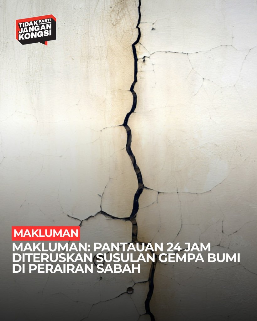 sebenarnyaMY's tweet photo. Makluman: Pantauan 24 Jam Diteruskan Susulan Gempa Bumi Di Perairan Sabah

#sebenarnyamy #tidakpastijangankongsi #aifachatbot https://t.co/vR2DsapQr8
