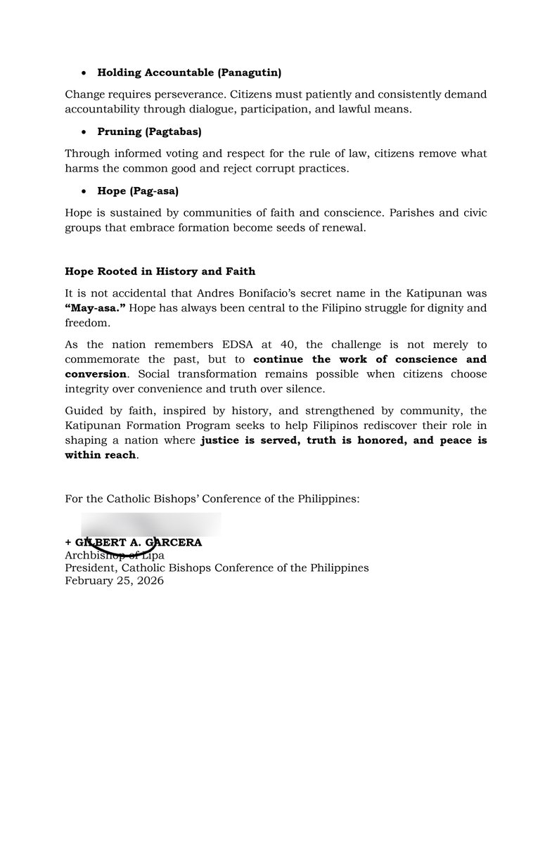 cbcpnews's tweet image. READ: CBCP pastoral letter on good citizenship for the 40th anniversary of the 1986 #EDSA People Power Revolution #EDSA40 #EDSAPeoplePower