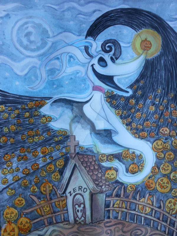 kashmere1646's tweet photo. Zero from Nightmare Before Christmas in watercolor. #watercolor #nightmarebeforechrsitmas #zero #traditional https://t.co/Pzn0fIOBOL