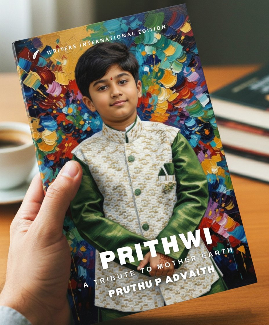 Coming soon: '#Prithwi: A Tribute to Mother #Earth' by 9-year-old Pruthu P. Advaith is a rare five-language poetry edition (#Kannada, #English, #Spanish, #Italian, #French &amp; #Greek) his poems now crosses borders to find readers across cultures. #PoetryRelease #GlobalLiterature