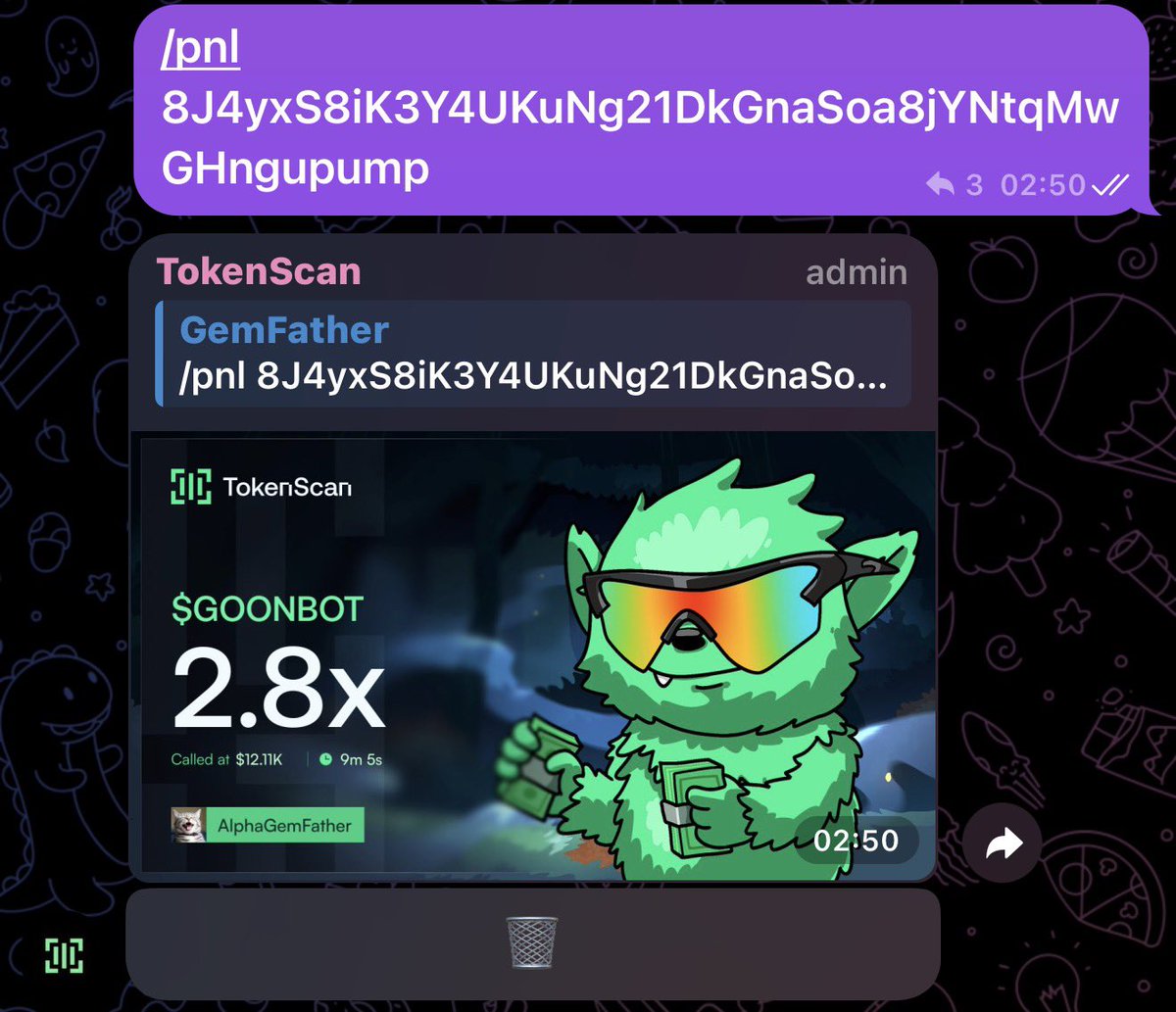 2x up on $Goonbot 
Ca>

8J4yxS8iK3Y4UKuNg21DkGnaSoa8jYNtqMwGHngupump