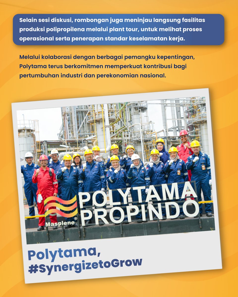 polytamaprop's tweet photo. Kunjungan Bank Indonesia KPw Jawa Barat &amp; KPw Cirebon ke plant site Polytama menjadi ruang diskusi untuk memperdalam pemahaman dinamika industri petrokimia.

Sinergi ini diharapkan terus memperkuat ekosistem industri dan mendorong pertumbuhan ekonomi.

Polytama,
#SynergizetoGrow https://t.co/06rxFASIf4