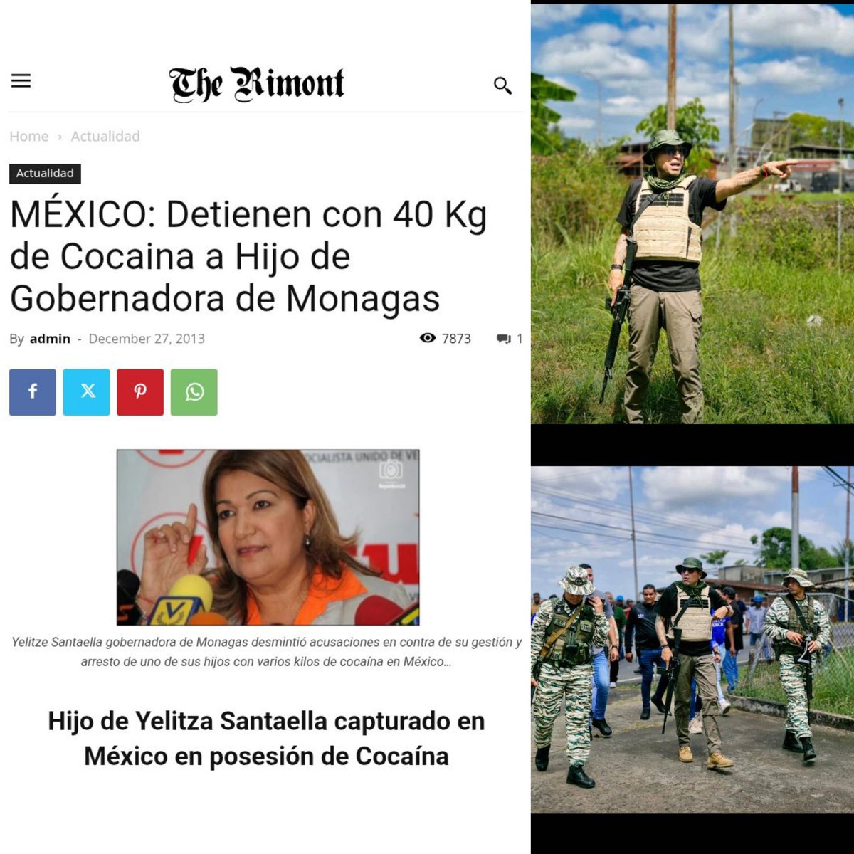 ¡Atención! ¡Todo va teniendo sentido! Quien era protegido de Diosdado Cabello, al parecer el hijo de Yelitze Santaella, y actual seudo alcalde de Tucupita, Asnardo Rodríguez Santaella, estaría en la lista de narcotraficantes hacia Estados Unidos y vinculaciones con el cartel de