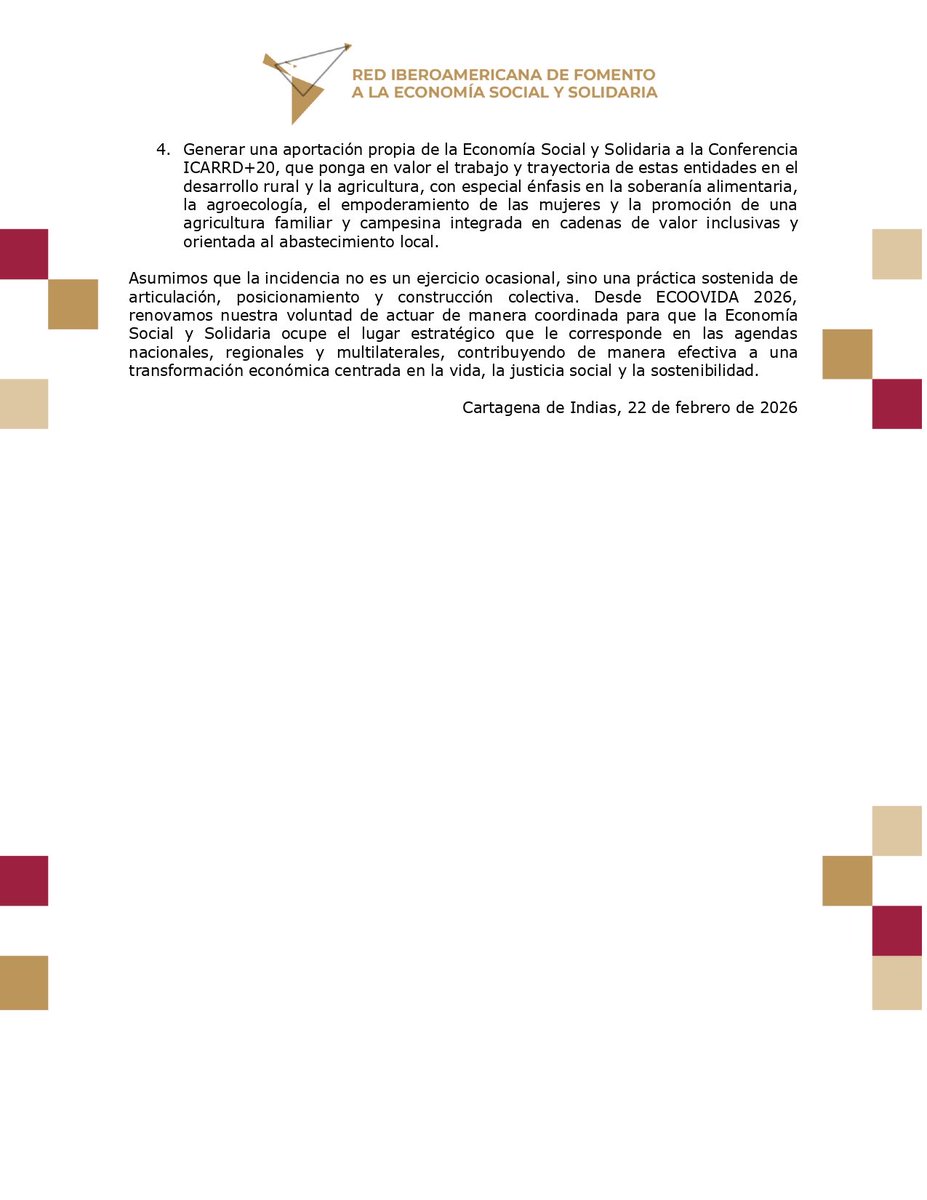 rifess_'s tweet photo. Desde Cartagena, los gobiernos miembros y observadores de RIFESS suscribimos la Declaración conjunta, reafirmando el compromiso con la soberanía alimentaria, el trabajo digno y la sostenibilidad. Avanzamos en una agenda regional articulada para consolidar economías para la vida🧵 https://t.co/Gc1AIA6bAX