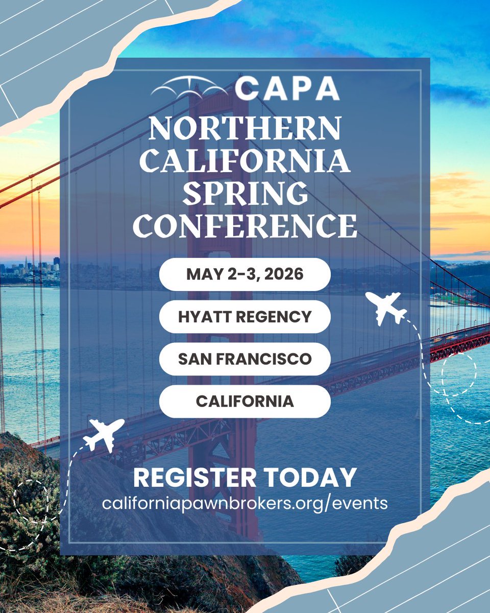 🚨 ATTENDEE REGISTRATION OPEN NOW! 🚨
Up to 4 hrs CE (included w/ CAPA membership—counts toward new 8-hr 2026 renewal req!)
Pawn Tour, Welcome Reception, Keynote Breakfast
Exhibit Hall w/ diamond/gem buyers—bring stones for top deals!
Register: ow.ly/cPHX50YlkYR
#CAPA2026