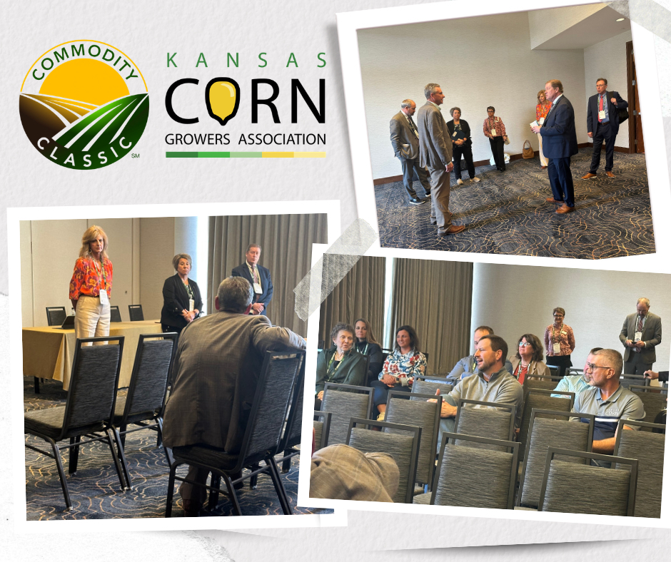 kscorn's tweet photo. Kansas Corn farmer leaders are kicking off Commodity Classic by coming together at the Kansas Corn Caucus and taking their questions straight to USDA, FSA, and NRCS leadership. From outdated data and standards in farm programs to BRIDGE funding and the real challenges we’re facing in the field, Kansas farmers are making sure our voices are heard where decisions are made.