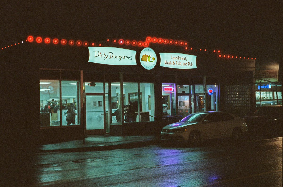 The world’s best laundromat/bar/venue. 🧼🐊
.
Shot on CineStill 800t