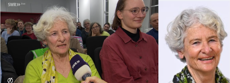 "Triell" im SWR, Kandidaten der Wahl in Ba-Wü. diskutieren.

Anschliessend fängt der SWR Reaktionen ein.
Eine Interviewte äußert sich sehr radikal gegen den Kandidaten Frohnmaier, Inszenierung erscheint möglich.

Sie ist von "Omas gegen Rechts"(Linke Liste Freiburg)