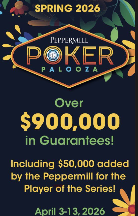 We’re headed to <a href="/ballysbhpoker/">Bally's Black Hawk Poker</a> 3/5-8 for their $200,000 Guarantee $1,200 Winter Colorado Poker Championship Main Event

3/16 - 4/1 has us at <a href="/TVPokerRoom/">The Poker Room at Thunder Valley Casino Resort</a> for a 2-week-long <a href="/WPT/">World Poker Tour</a> series

4/3-13 <a href="/PeppermillPoker/">Peppermill Reno Poker</a> with a RAKE-FREE $50,000 Player of Series, $300k GTD $1,100 and more
⬇️