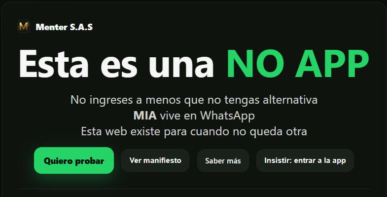 MenterSAS's tweet photo. 🚀 Muy pronto algo diferente: una NO APP

MIA vive en WhatsApp porque creemos que la mejor tecnología es la que ya usás todos los días.

Sin descargas. Sin complicaciones. 100% real.

¿Curiosidad? 👀 https://t.co/J4FLY1o7YL