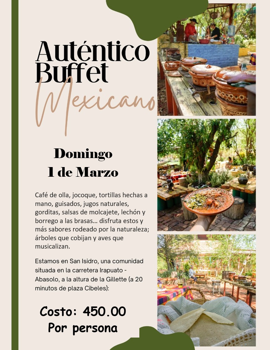 Buffet amplio muy mexicano, con dantesco borrego y cerdo a las brazas en el Rancho La Cumbre...

La mexicanidad en todo su explendor ...

Visita el Museo de la Fresa y la Granjita La Bonita...

La historia de un desierto convertido en un paraíso

! Ya, este domingo: RESERVSA!