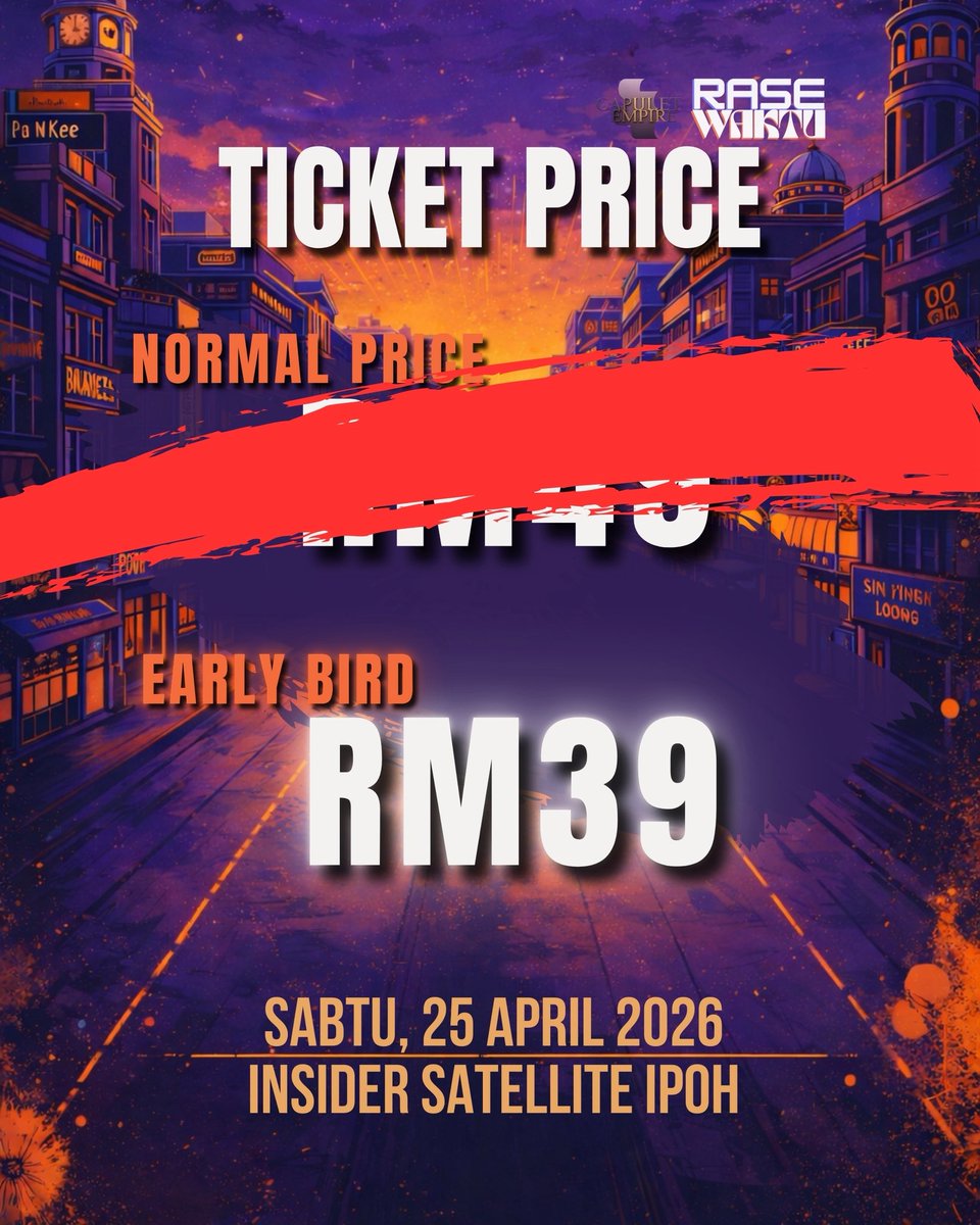 Ipoh, Are you ready? Kenang Balik Vol. 1 is bringing the heat, with a special appearance by D-Va.

Plus a great lineup: Monosterio, Private Whizz, Luzmaria, The Beretta’s, Gatera and Cousin Adam.

25 April 2026
Insider Satellite, Ipoh
Early Bird RM39

Don’t miss out!