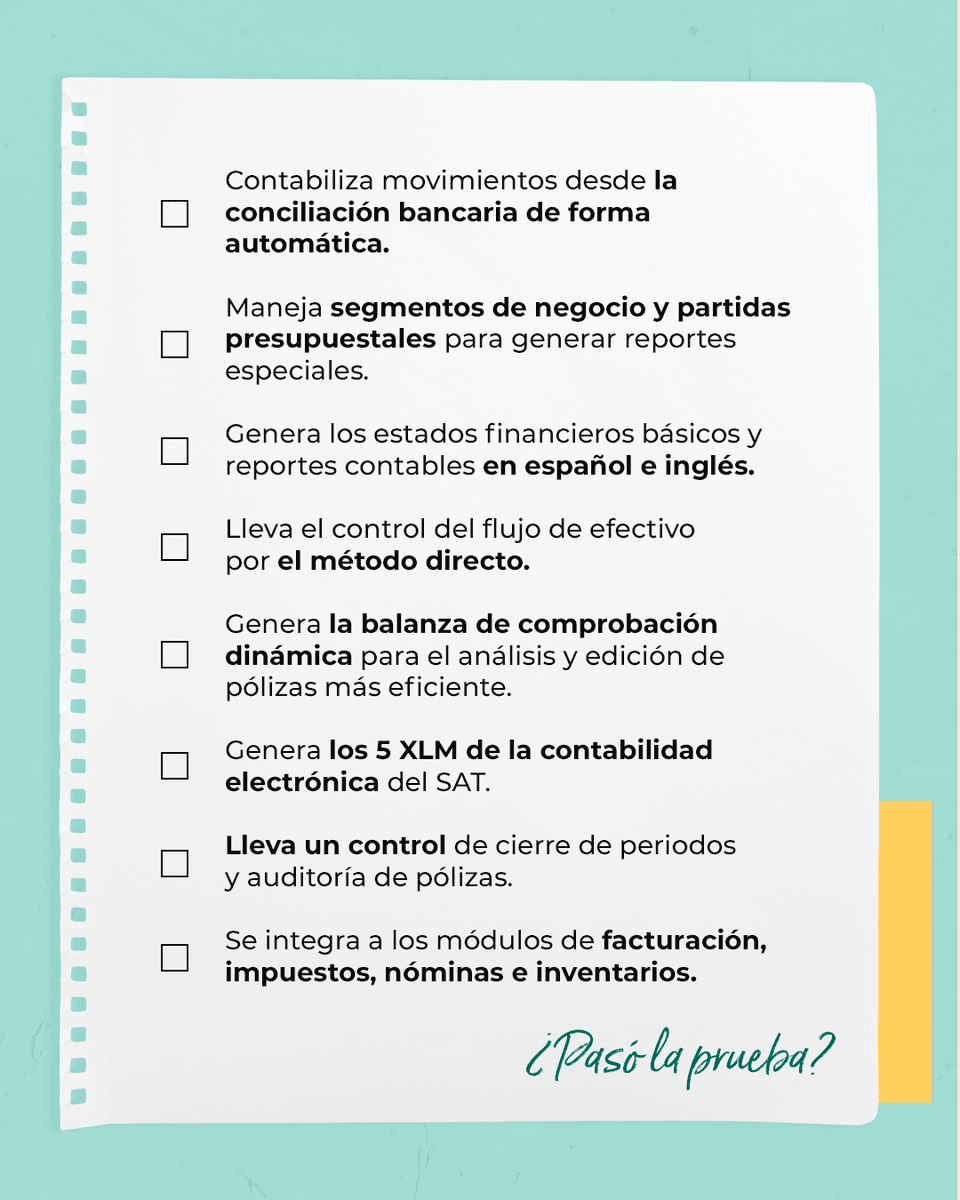 ContabilidadDig's tweet photo. Muchos #Contadores pueden pensar que cuentan con un sistema actualizado, pero la realidad puede ser otra. Si tu sistema pasa el checklist ¡Bravo! Y si no, es tiempo de buscar alternativas.🔍

¿Ya probaste nuestro #sistema? Realiza una demo en https://t.co/bGEy1alIi9 😉 https://t.co/ivSnhUFPjh