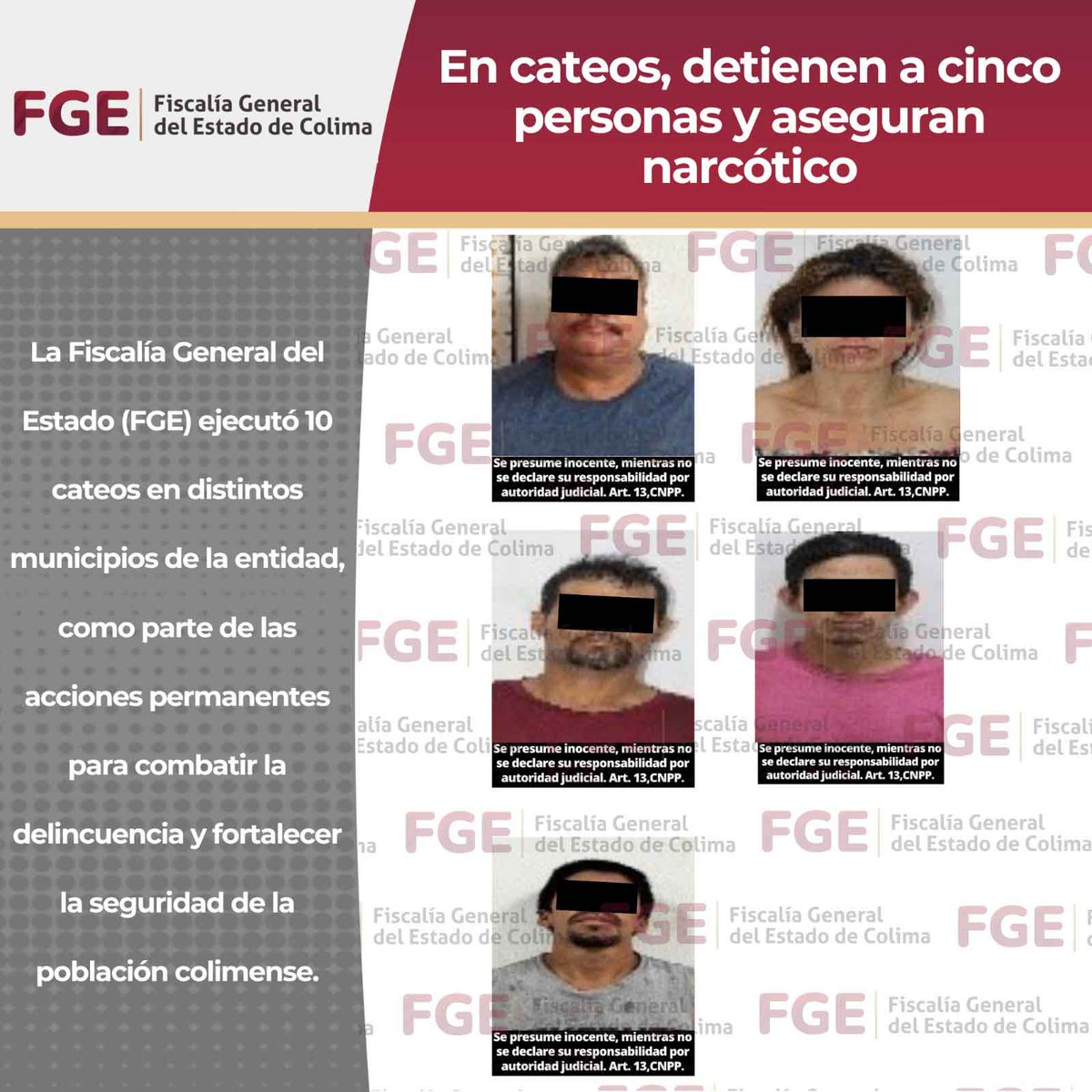 En cateos detienen a cinco personas y aseguran narcótico

+ Los operativos se llevaron a cabo en los municipios de Colima, Villa de Álvarez, Coquimatlán, Minatitlán, Tecomán, Armería y Manzanillo... Más información en: adcolima.mx/2026/02/24/en-…