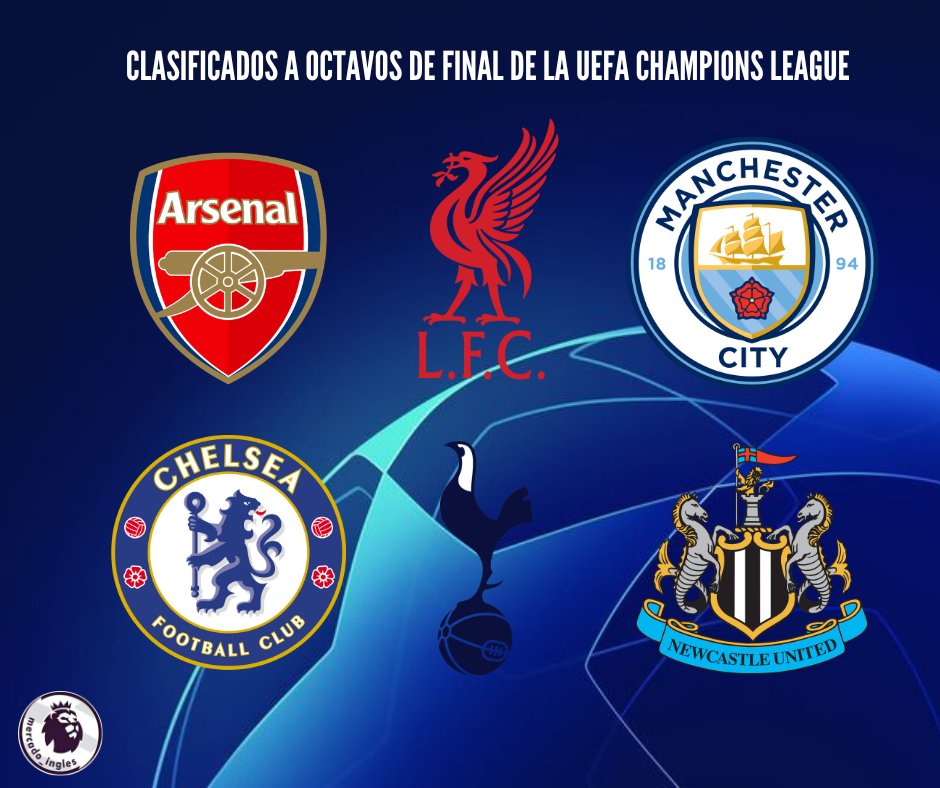 ESTA ES LA PRIMERA VEZ EN TODA LA HISTORIA DE LA UEFA CHAMPIONS LEAGUE, EN LA QUE UNA FEDERACIÓN (Inglaterra) CLASIFICA A 6 EQUIPOS A OCTAVOS DE FINAL DE LA COMPETICIÓN. 🏴󠁧󠁢󠁥󠁮󠁧󠁿🏆