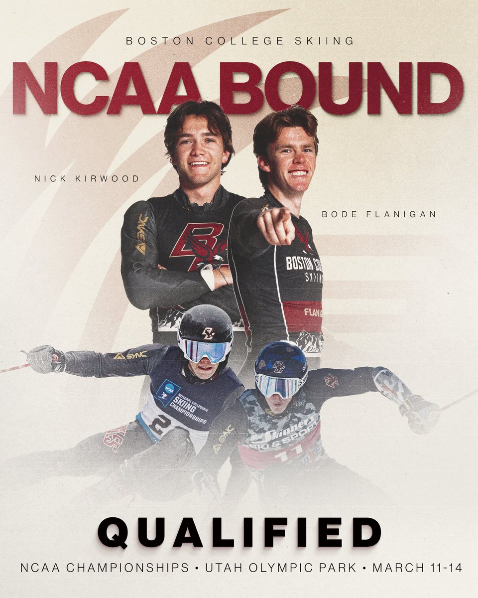 BCSkiTeam's tweet photo. 🎫 TICKET PUNCHED 🎫

Bode and Nick are heading to Utah to represent Boston College at the NCAA Skiing Championships! https://t.co/82thhAH2pf