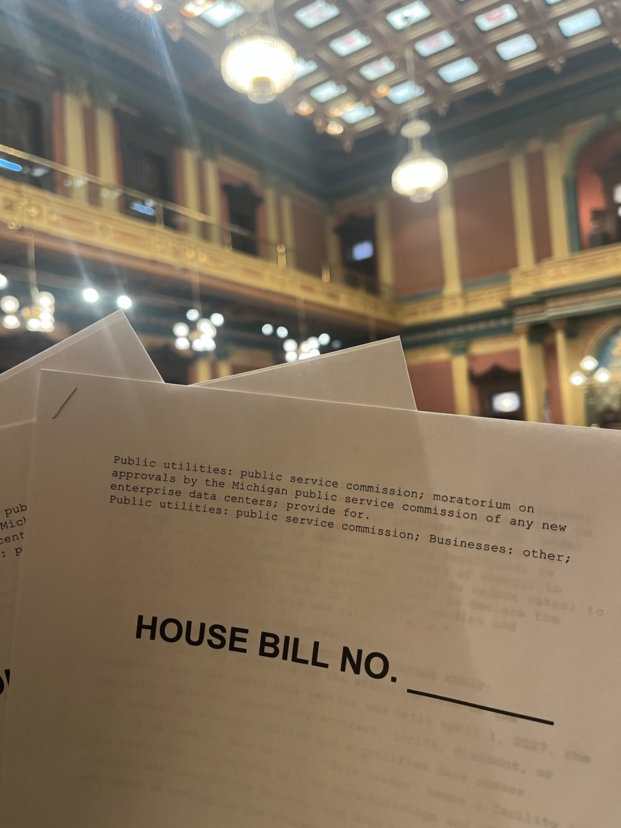 WHO WANTS A DATA CENTER MORATORIUM?

I DO!

Today, I co-sponsored a bill package to HALT the construction of data centers across Michigan for over a year.