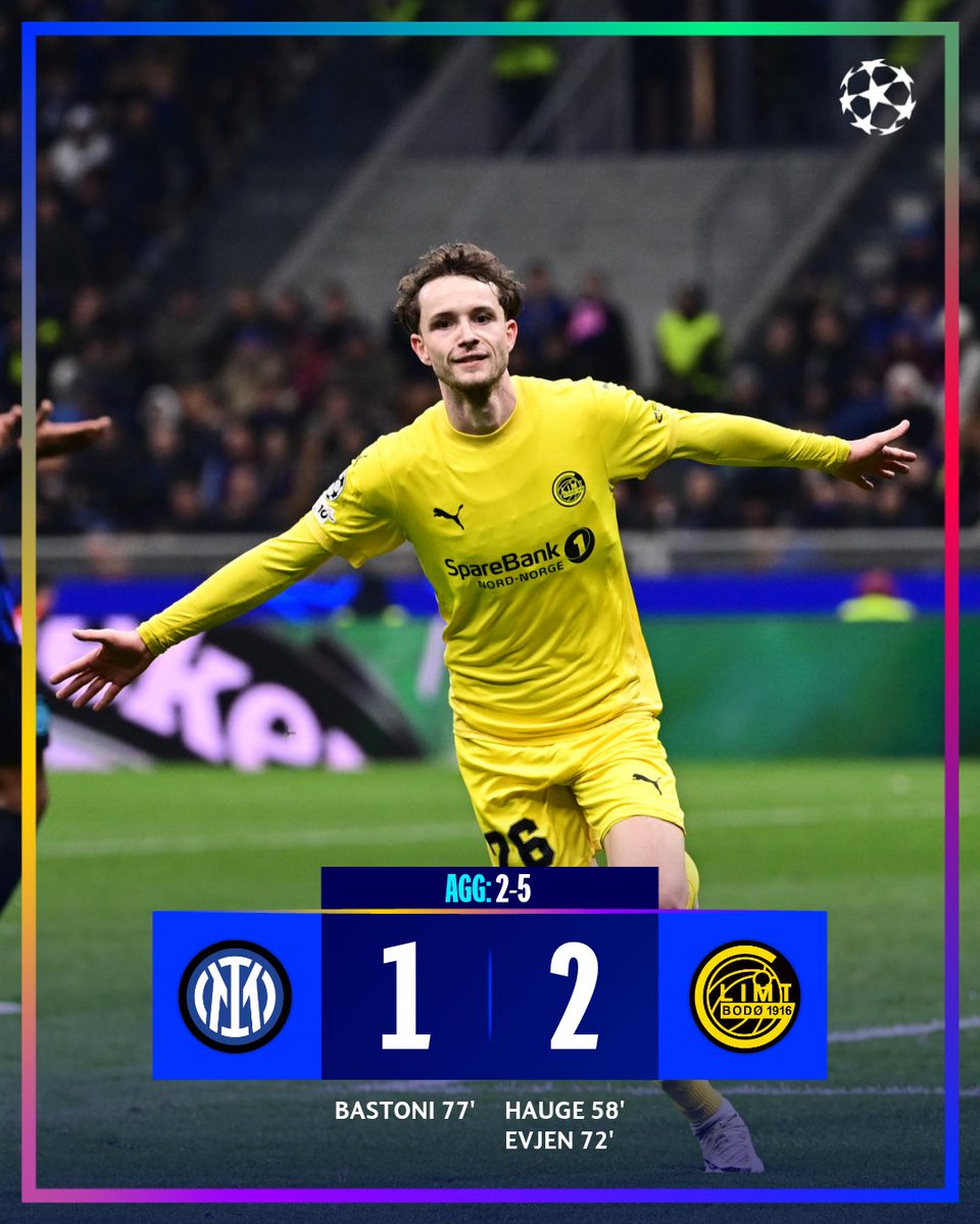 Bodø/Glimt win at San Siro 💛

#UCL