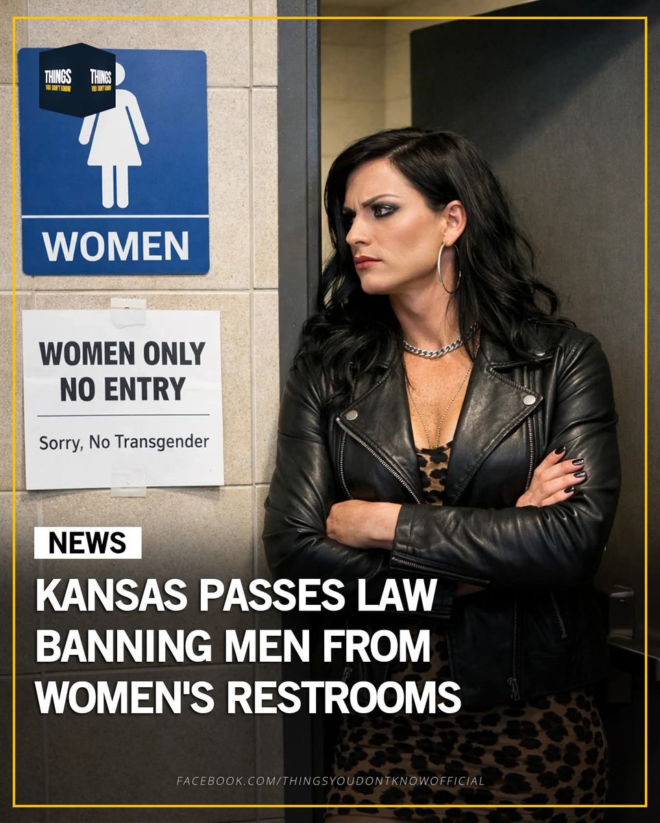 NewswirePatriot's tweet photo. Lawmakers in Kansas have passed a new law mandating that the public  use restrooms and locker rooms based on their sex assigned at birth. 

Opponents say it targets transgender individuals and restricts their civil rights.

Is this discrimination or common sense? 🚻 https://t.co/UpoV2XOCqO