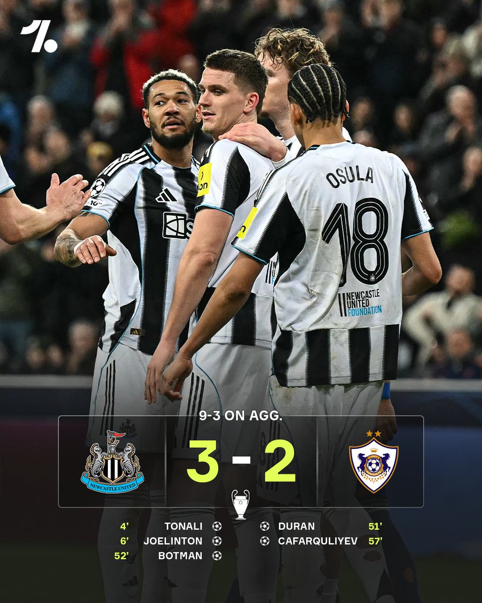 maii7d's tweet photo. نيوكاسل يُقصي كاراباخ من دوري أبطال أوروبا في مباراة أخرى حافلة بالأهداف بين الفريقين ⚫️⚪️🔥 https://t.co/JSrMfOcsod