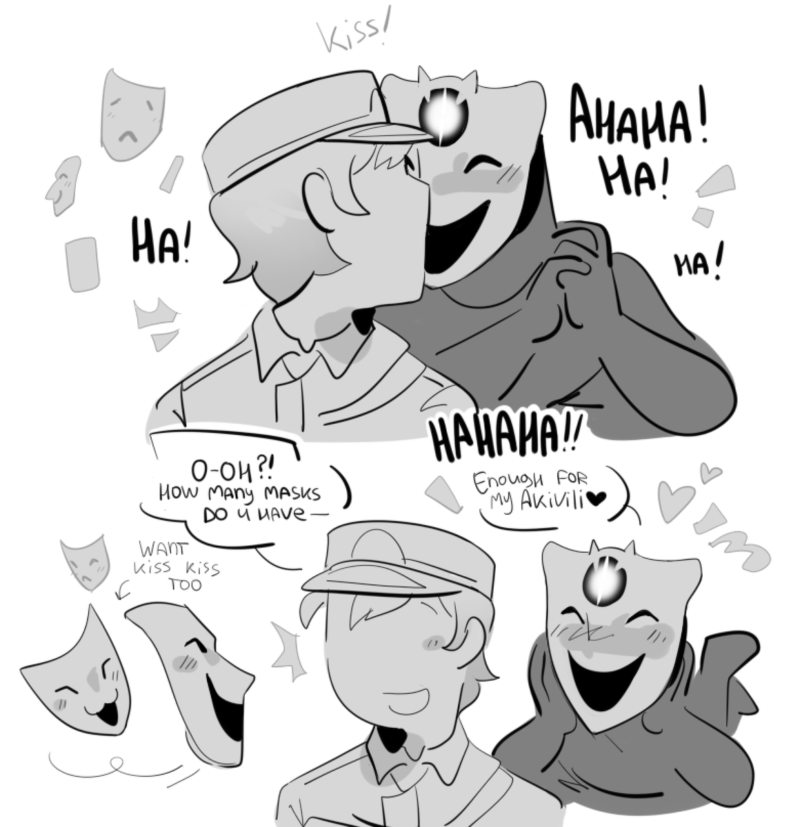 _mpils's tweet image. #akivili #ahavili #aha doodle

What if kiss all of Aha's masks?..