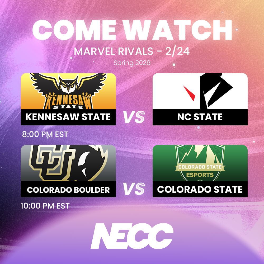 👀 LETS BRING ON THE CHAOS IN THIS WEEK'S MARVEL RIVALS! 👀 

We're back it again this week with two match ups coming to you all TONIGHT! First off, it's <a href="/KennesawEsports/">KSU Esports</a> going head to head against <a href="/esportsatncsu/">Esports at NC State</a> . Then, we wrap up the night with some heated action between