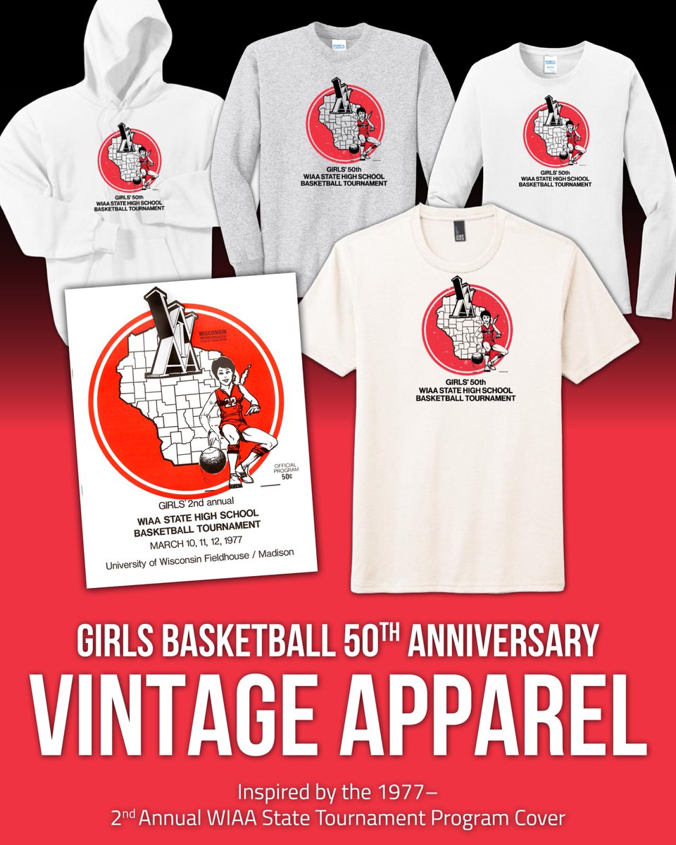 wiaawi's tweet photo. WIAA staff sported their throwback Girls Basketball gear today to tip off the 50th Girls Basketball State Tournament Series 🏀✨

Celebrate with us and grab your vintage-inspired styles + official 50th logo apparel in the online store! #WIAAGB50#wiaagb

🔗https://t.co/2IHg7ds01a https://t.co/OOFfTL5T1f
