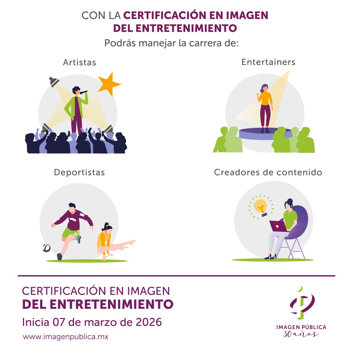 Transforma tu carrera con nuestra Certificación en Imagen del Entretenimiento. Aprende a crear y mantener la percepción de figuras públicas. ¡Inscríbete hoy! bit.ly/CIPentretenimi…