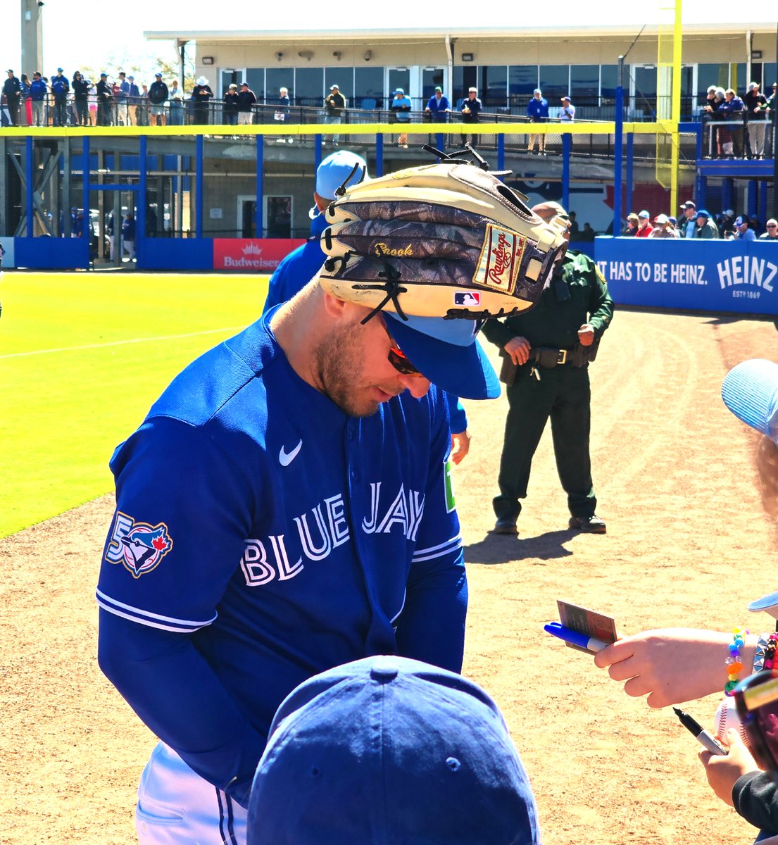 DavidBoucher's tweet photo. 2026 has officially started!  MLB Spring Training in Dunedin, FL.  Daulton Varsho signing my glove. https://t.co/lsCqlMLsKU