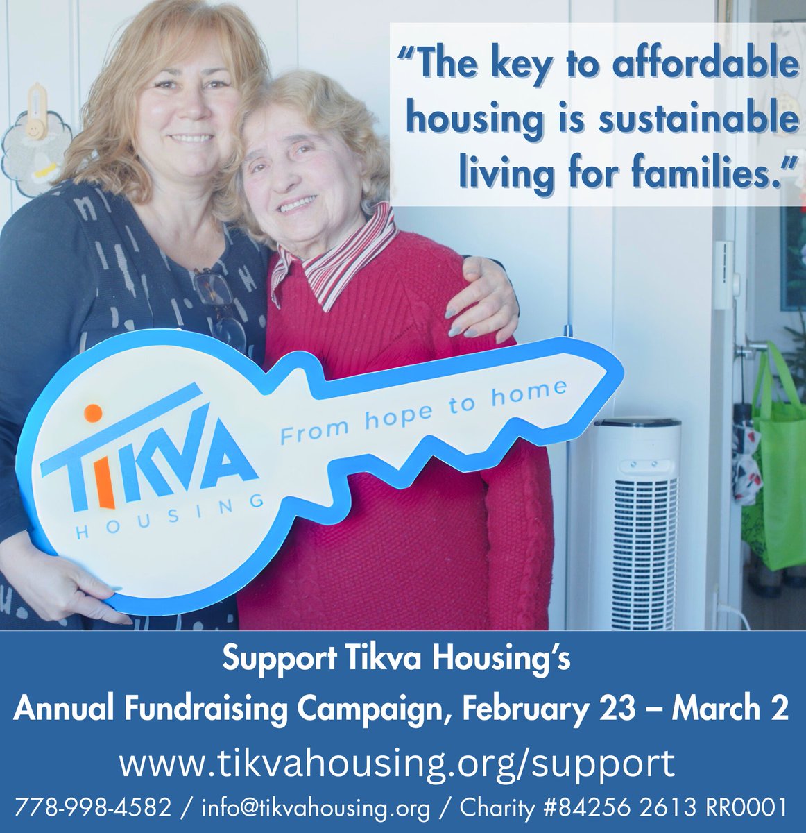 TikvaHousing's tweet photo. Housing insecurity is rising in Metro Vancouver.
Tikva Housing provides over 200 affordable homes — but hundreds more in our community are still waiting.

💙 Support our Annual Fundraising Campaign today: https://t.co/vPCqp3ZbeP 
#AffordableHousing #HousingCrisis https://t.co/mCoRlGaNxY