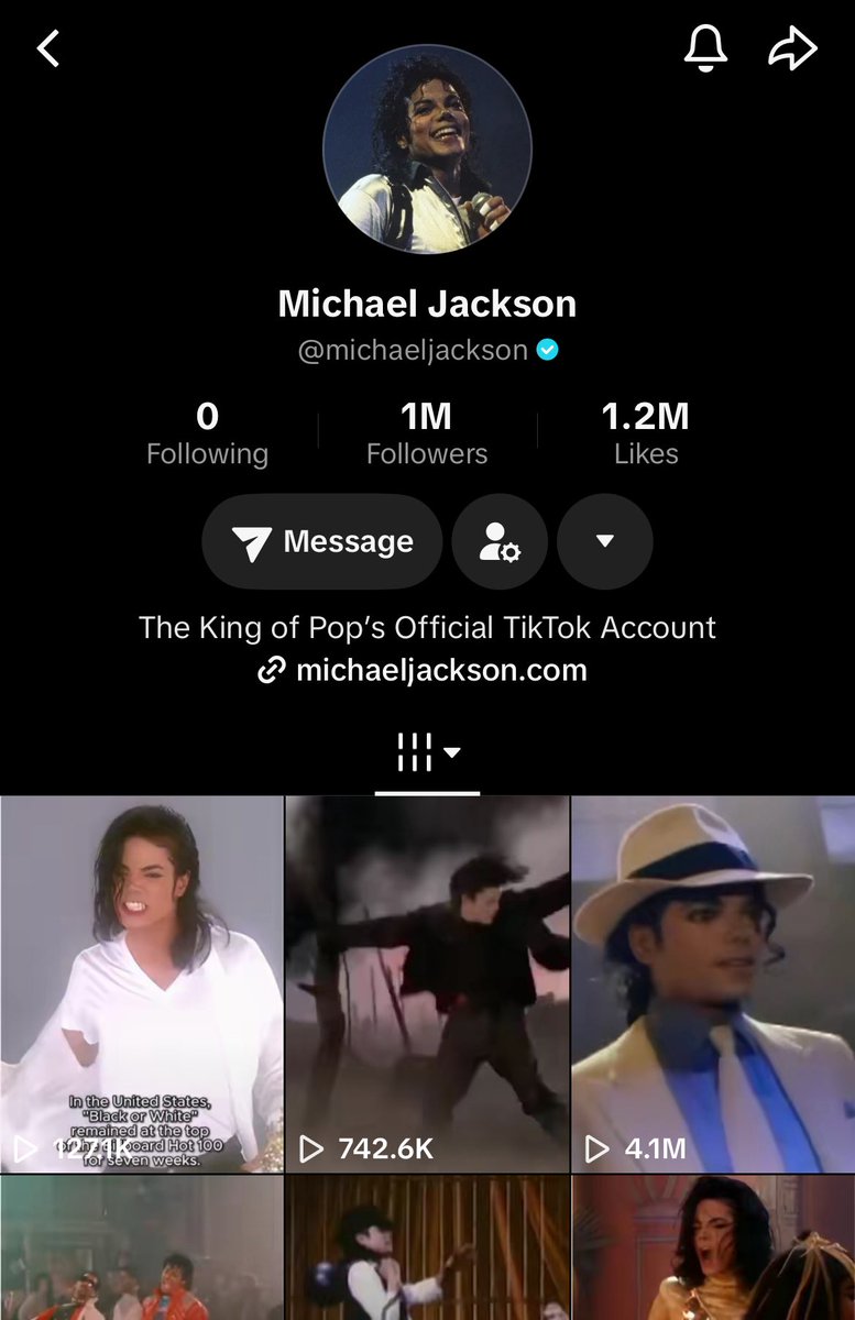 mj’s tiktok account reaching one million in 4 days is so on brand for him🙂‍↔️