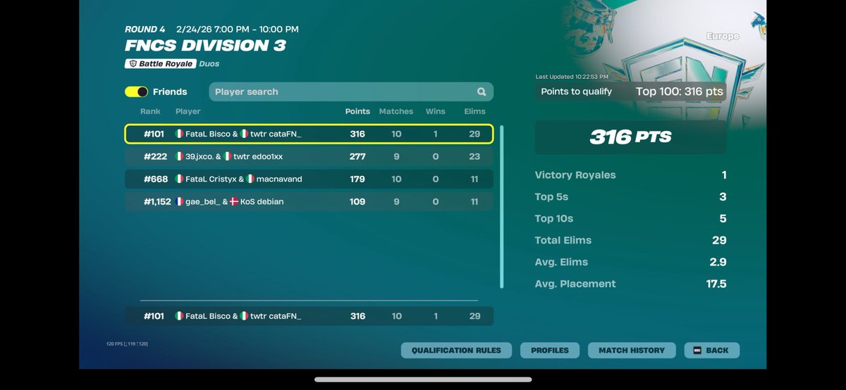 top 101# with <a href="/cataFN_/">Cata</a> unlucky everyone report top 17 and 98 <a href="/FataLOrgEu/">FataL Esports</a>