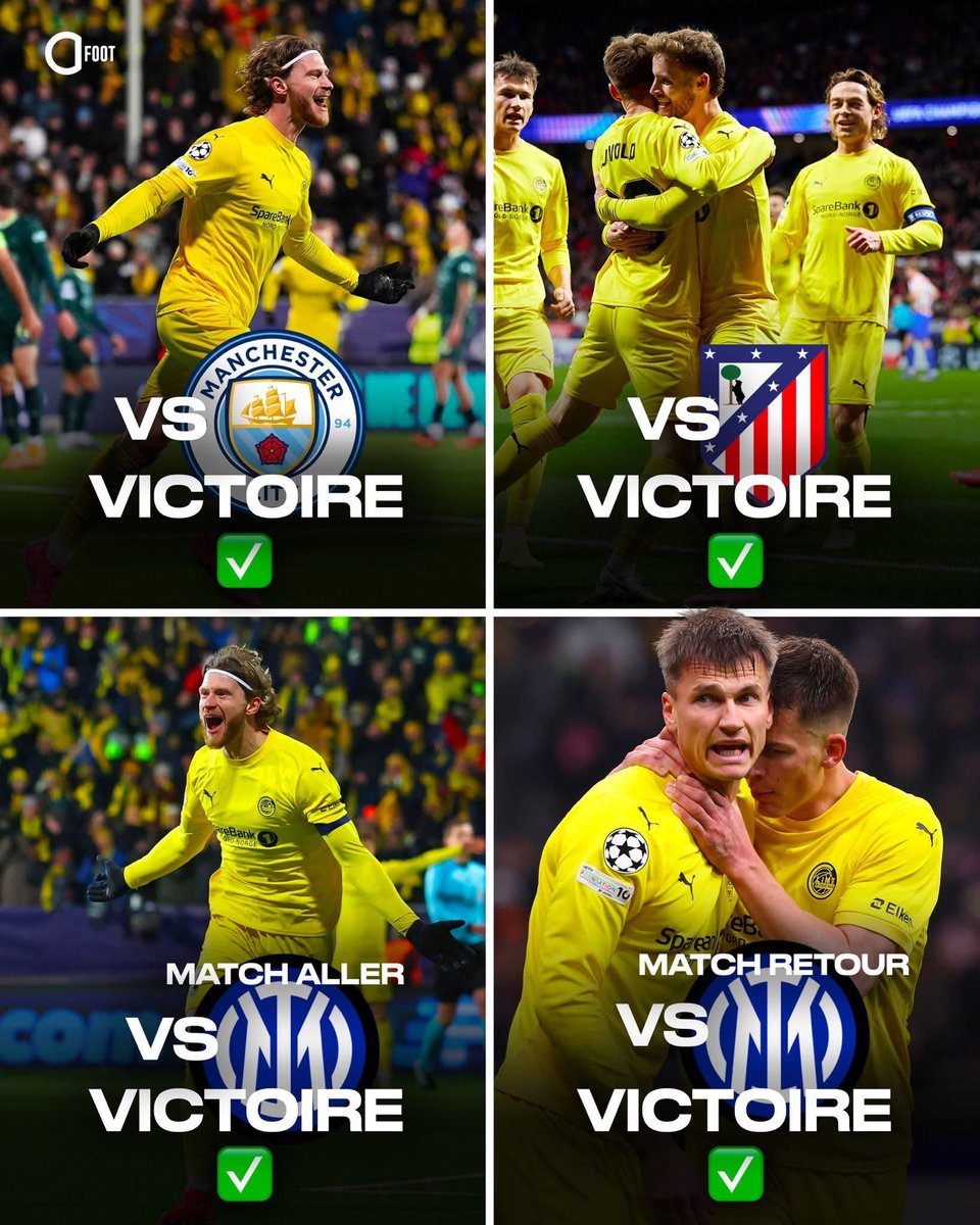 baambeJonathan's tweet photo. Parcours de guerriers. 💛
City ✅ Atlético ✅ Inter x2 ✅
Fiers de cette équipe. 🔥
#BodoeGlimt https://t.co/ItdhuAZ33i