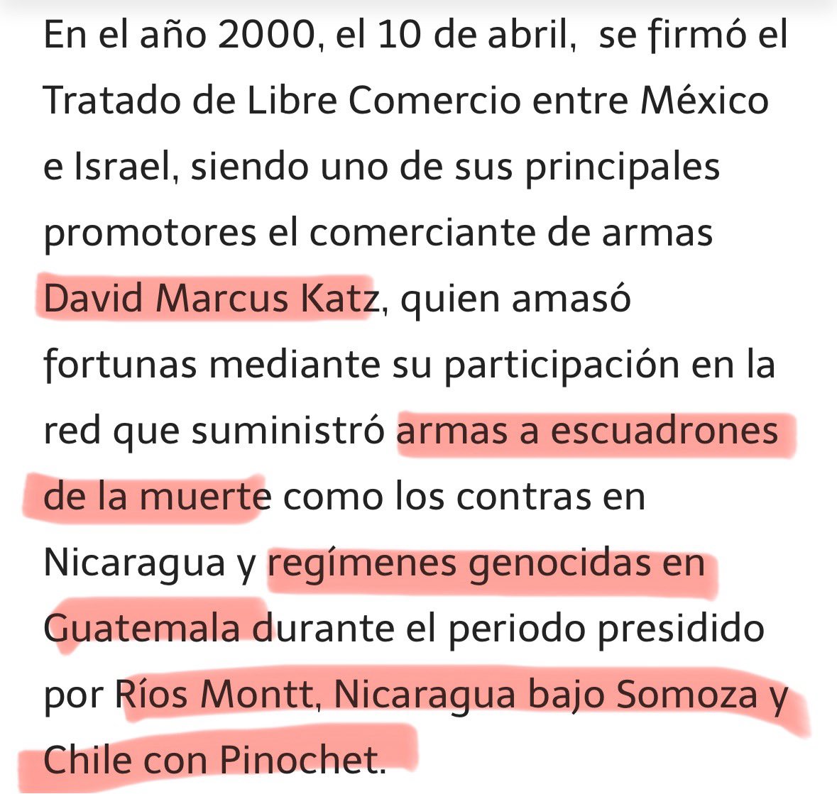 El presidente honorario del“Museo de memoria y tolerancia”<a href="/MuseoMyT/">Museo Memoria y Tolerancia</a> en México es Marcos David Katz, un TRAFICANTE DE ARMAS🇮🇱 que inundó Centroamérica de armas israelíes.Katz vendió armas y entrenamiento israelí a criminales y dictadores como Anastasio Somoza y Efraín Ríos Montt🧵